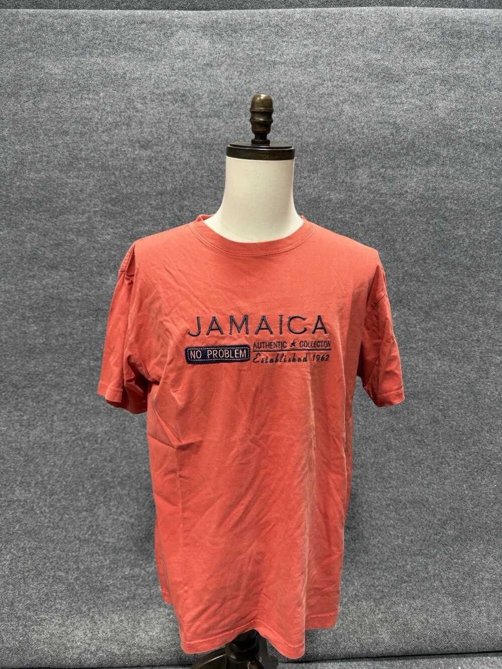 Jamaica No Problem Mens Large T-Shirt Red Embroidered Souvenir Graphic Tee